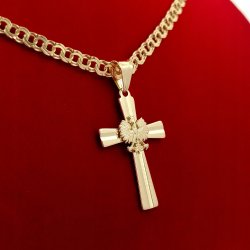 MĘSKI ZŁOTY ŁAŃCUSZEK+KRZYŻYK ORZEŁ GRAWER GRATIS / BIZUTERIA PATRIOTYCZNA