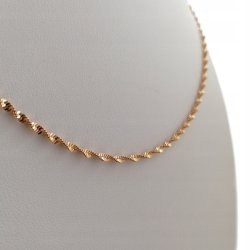 ZŁOTY NASZYJNIK DAMSKI ZE STALI CHIRURGICZNEJ 18K SINGAPUR GRUBY / SKRĘCANY