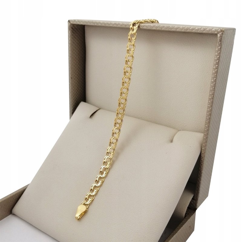 ELEGANCKA MĘSKA BRANSOLETKA ZŁOTA GARIBALDI 20 CM 925/585 PREZENT DLA NIEGO