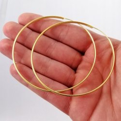 ELEGANCKIE ZŁOTE DUŻE KOLCZYKI KOŁA 7 CM SZEROKIE SREBRO 925 + ZŁOTO 585