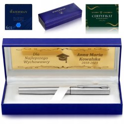 SREBRNE PIÓRO WIECZNE WATERMAN STAL + PUDEŁKO Z GRAWEREM NA PREZNT + GRATIS