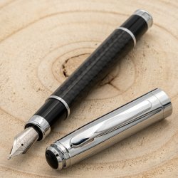 SOLIDNE METALOWE PIÓRO WIECZNE SREBRNE+CARBON+OPAKOWANIE Z GRAWEREM PREZENT
