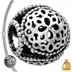 SREBRNY CHARMS ZAWIESZKA KORALIK OKRAGŁY SREBRO PR. 925 RODOWANE + GRATIS