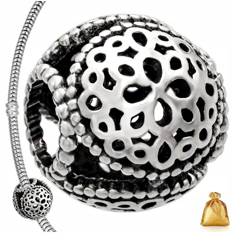 SREBRNY CHARMS ZAWIESZKA KORALIK OKRAGŁY SREBRO PR. 925 RODOWANE + GRATIS