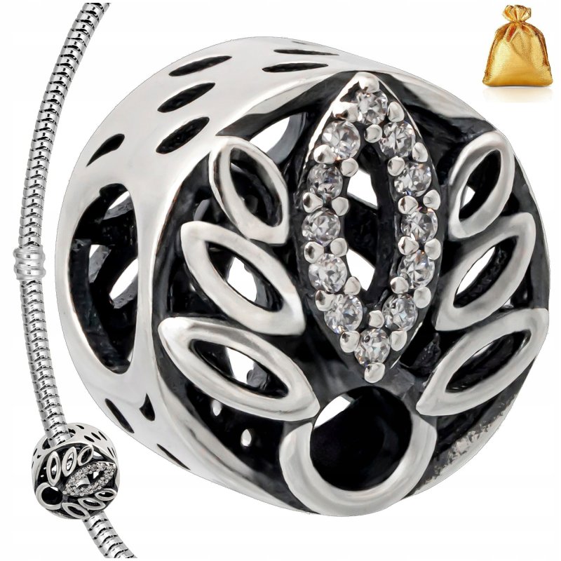 SREBRNA ZAWIESZKA CHARMS KORALIK Z CYRKONIAMI SREBRO PR. 925 + GRATIS