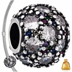 SREBRNA ZAWIESZKA CHARMS KORALIK Z KOLOROWYMI CYRKONIAMI SREBRO 925+GRATIS