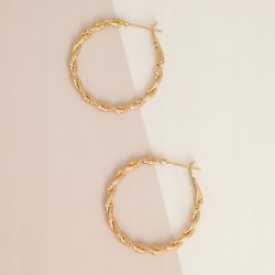 ELEGANCKIE ZŁOTE KOLCZYKI KOŁA ZE STALI CHIRURGICZNEJ 18K PREZENT DLA NIEJ