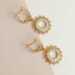 ELEGANCKIE ZŁOTE KOLCZYKI WISZĄCE KOŁA Z CYRKONIAMI 18K STAL CHIRURGICZNA