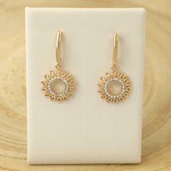 ELEGANCKIE ZŁOTE KOLCZYKI WISZĄCE KOŁA Z CYRKONIAMI 18K STAL CHIRURGICZNA
