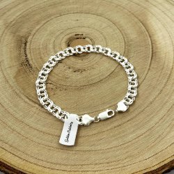 GRUBA MĘSKA BRANSOLETKA GARIBALDI 22cm/7,5mm SREBRO PR. 925 SZEROKA PREZENT