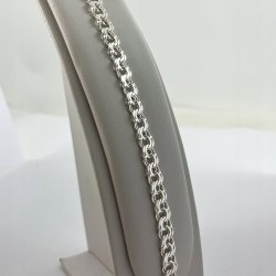 GRUBA MĘSKA BRANSOLETKA GARIBALDI 22cm/7,5mm SREBRO PR. 925 SZEROKA PREZENT