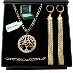 PIĘKNY ZŁOTY ŁAŃCUSZEK SINGAPUR + ZAWIESZKA KOLCZYKI STAL CHIRURGICZNA 18K