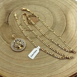 PIĘKNY ZŁOTY ŁAŃCUSZEK SINGAPUR + ZAWIESZKA KOLCZYKI STAL CHIRURGICZNA 18K