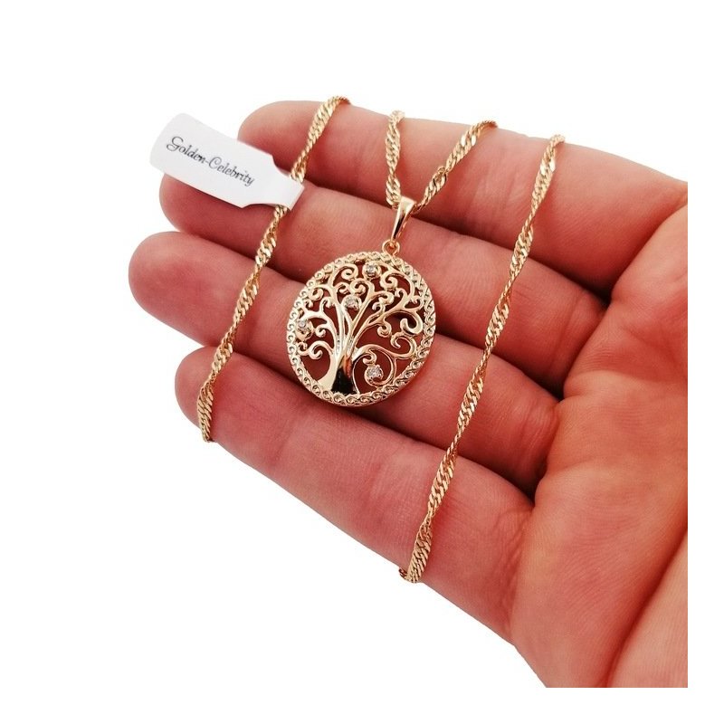ZŁOTA BIŻUTERIA ZE STALI CHIRURIGCZNEJ NASZYJNIK + KOLCZYKI + ZAWIESZKA 18K