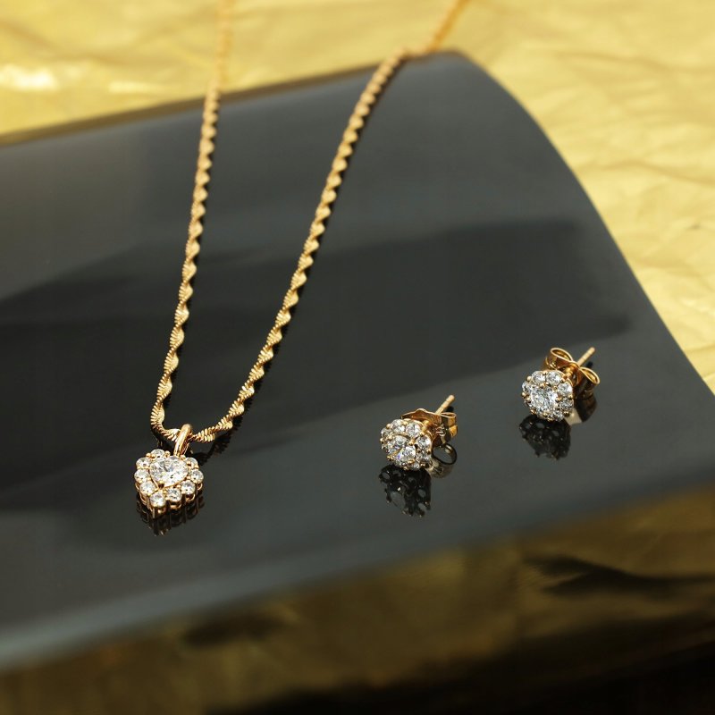ZŁOTY ŁAŃCUSZEK + ZAWIESZKA SERCE 18K STAL CHIRURGICZNA PREZENT DLA KOBIETY
