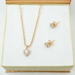 ZŁOTY ŁAŃCUSZEK + ZAWIESZKA SERCE 18K STAL CHIRURGICZNA PREZENT DLA KOBIETY