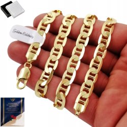 ŁAŃCUSZEK ZŁOTY MĘSKI SPLOT GUCCI 50cm/7,5mm SZEROKI GRUBY PR. 925 + GRAWER