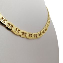 ŁAŃCUSZEK ZŁOTY MĘSKI SPLOT GUCCI 50cm/7,5mm SZEROKI GRUBY PR. 925 + GRAWER