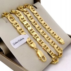 ŁAŃCUSZEK ZŁOTY MĘSKI SPLOT GUCCI 50cm/7,5mm SZEROKI GRUBY PR. 925 + GRAWER