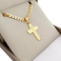 ELEGANCKI ZŁOTY ŁAŃCUSZEK MĘSKI Z KRZYŻYKIEM SREBRO 925 + ZŁOTO 585 PREZENT