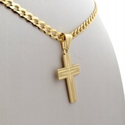 ELEGANCKI ZŁOTY ŁAŃCUSZEK MĘSKI Z KRZYŻYKIEM SREBRO 925 + ZŁOTO 585 PREZENT