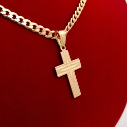 ELEGANCKI ZŁOTY ŁAŃCUSZEK MĘSKI Z KRZYŻYKIEM SREBRO 925 + ZŁOTO 585 PREZENT