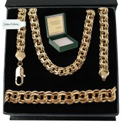 ZŁOTY KOMPLET BIŻUTERII ŁAŃCUSZEK + BRANSOLETKA 50CM PREZENT DLA SYNA 18K