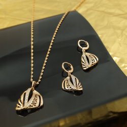 ZŁOTY KOMPLET STAL CHIRURGICZNA ŁAŃCUSZEK + WISIOREK + KOLCZYKI GRECKI 18K