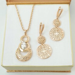 PIĘKNY KOMPLET BIŻUTERII DAMSKIEJ ZE STALI CHIRURGICZNEJ 18K ZŁOTY 45 CM
