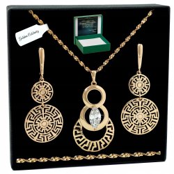 PIĘKNY KOMPLET BIŻUTERII DAMSKIEJ ZE STALI CHIRURGICZNEJ 18K ZŁOTY 45 CM