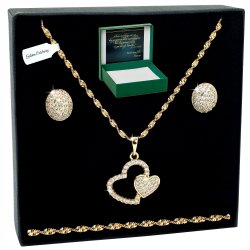 ZŁOTY KOMPLET BIŻUTERII ZE STALI CHIRURGICZNEJ PREZENT DLA NIEJ 50 CM 18K