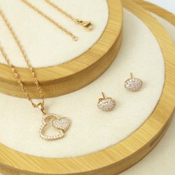 ZŁOTY KOMPLET BIŻUTERII ZE STALI CHIRURGICZNEJ PREZENT DLA NIEJ 50 CM 18K