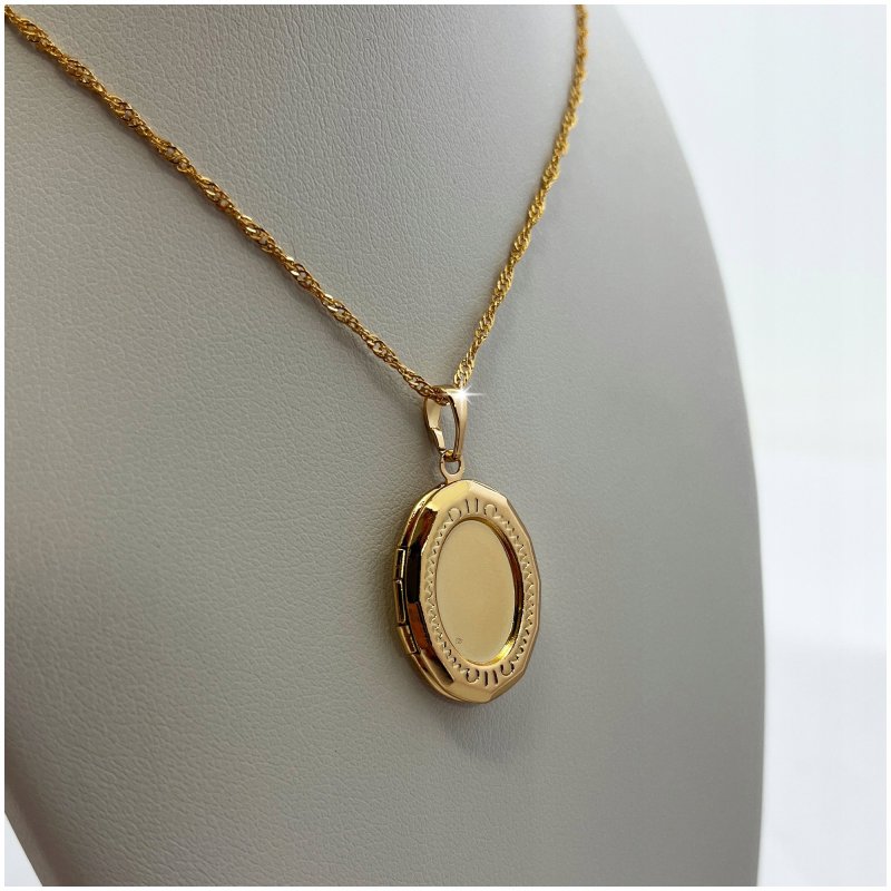 ZŁOTY NASZYJNIK ZE STALI CHIRURGICZNEJ 60 CM DŁUGI+SEKRETNIK NA ZDJĘCIE 18K