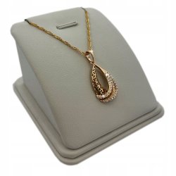 POZŁACANY ŁAŃCUSZEK SINGAPUR 55 CM + WISIOREK GRECKI WZÓR Z CYRKONIAMI 18K