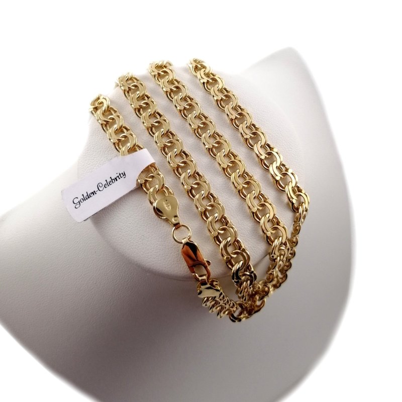 ELEGANCKI MĘSKI ZŁOTY ŁAŃCUSZEK SPLOT GARIBALDI 6,2mm 925/585 + CERTYFIKAT