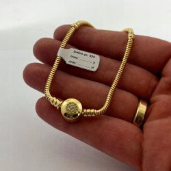 BRANSOLETKA DAMSKA DO CHARMS MODUŁOWA SREBRO 925 + ZŁOTO 585 21 cm PREZENT