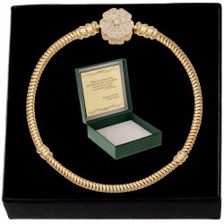 ZŁOTA BRANSOLETKA MODUŁOWA DO CHARMS KONICZYNKA Z CYRKONIAMI 21 cm + GRAWER