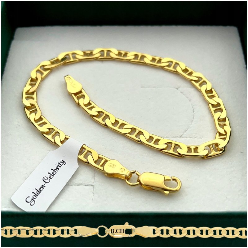 ELEGANCKA MĘSKA ZŁOTA BRANSOLETKA GUCCI 4,5 MM + GRAWER SREBRO 925 PREZENT