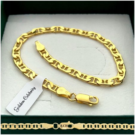 ELEGANCKA MĘSKA ZŁOTA BRANSOLETKA GUCCI 4,5 MM + GRAWER SREBRO 925 PREZENT