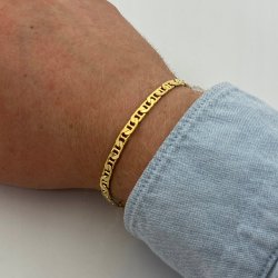 ELEGANCKA MĘSKA ZŁOTA BRANSOLETKA GUCCI 4,5 MM + GRAWER SREBRO 925 PREZENT