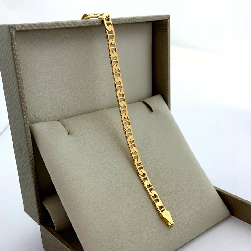 ELEGANCKA MĘSKA ZŁOTA BRANSOLETKA GUCCI 4,5 MM + GRAWER SREBRO 925 PREZENT