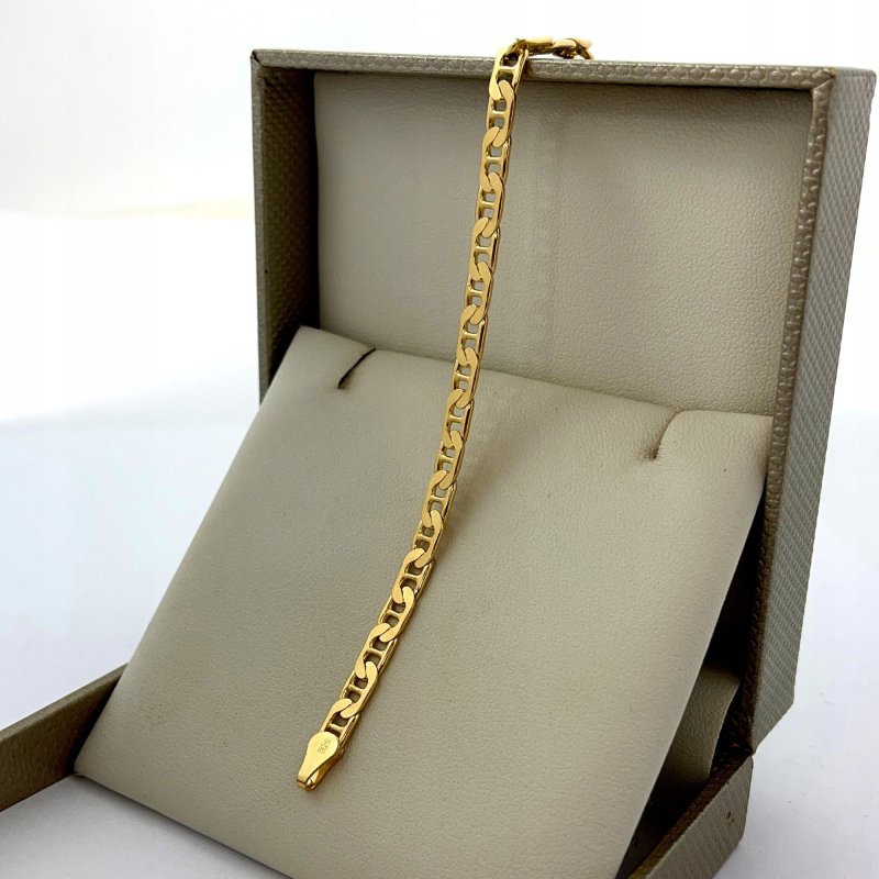 ELEGANCKA MĘSKA ZŁOTA BRANSOLETKA GUCCI 4,5 MM + GRAWER SREBRO 925 PREZENT