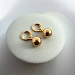 ZŁOTE KOLCZYKI DAMSKIE KULECZKI WISZĄCE 10MM STAL CHIRURGICZNA DLA NIEJ 18K