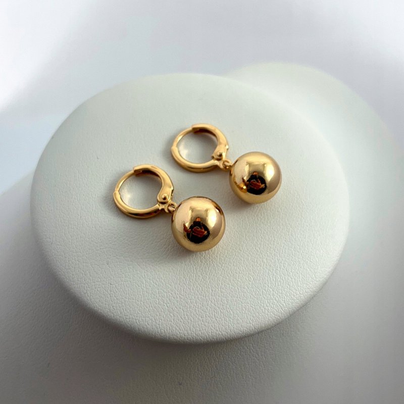 ZŁOTE KOLCZYKI DAMSKIE KULECZKI WISZĄCE 10MM STAL CHIRURGICZNA DLA NIEJ 18K