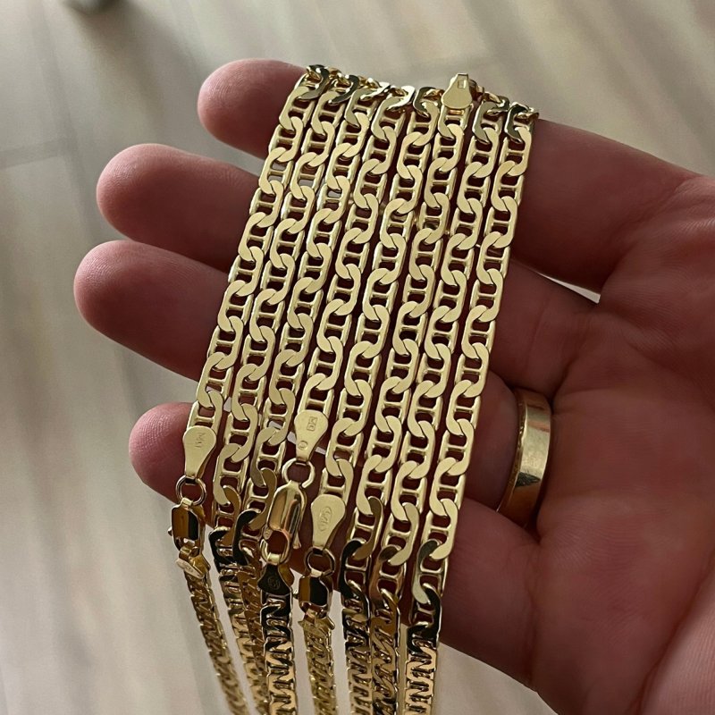 ELEGANCKA MĘSKA ZŁOTA BRANSOLETKA GUCCI 4,5 MM + GRAWER SREBRO 925 PREZENT
