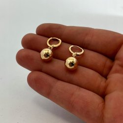 ZŁOTE KOLCZYKI DAMSKIE KULECZKI WISZĄCE 10MM STAL CHIRURGICZNA DLA NIEJ 18K