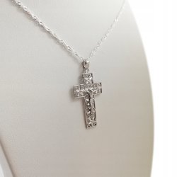 SREBRNY ŁAŃCUSZEK+KRZYŻYK AŻUROWY PRÓBA 925+GRATIS
