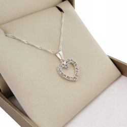 SREBRNY NASZYJNIK ŁAŃCUSZEK SERCE PR. 925 + GRATIS