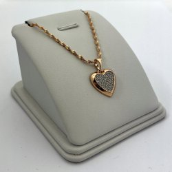 ZŁOTY ŁAŃCUSZEK DAMSKI + ZAWIESZKA SERCE CYRKONIA 18K DLA KOBIETY + GRAWER
