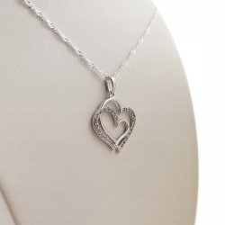NASZYJNIK SERCE Z CYRKONIAMI NA PREZENT SREBRO 925